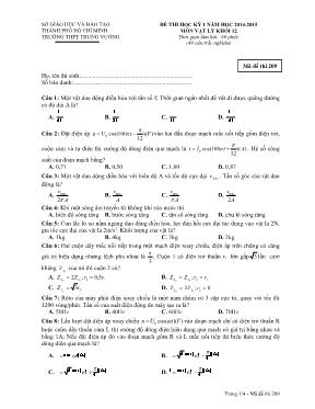 Đề 5 thi học kỳ 1 năm học 2014 - 2015 môn vật lý khối 12 thời gian làm bài 60 phút